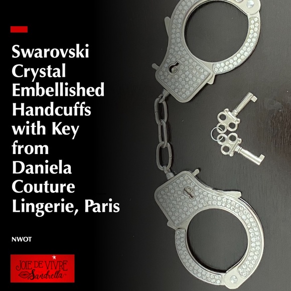 Swarovski Embellished Silver Handcuffs Purchased in Paris, France - Picture 1 of 8